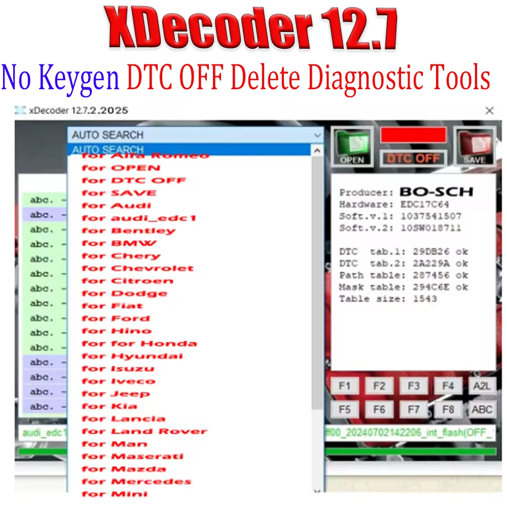 

X-Decoder 12.7 License Full Activated Removing Error Codes for EDC16 EDC17 No Keygen DTC OFF Delete Diagnostic Tools