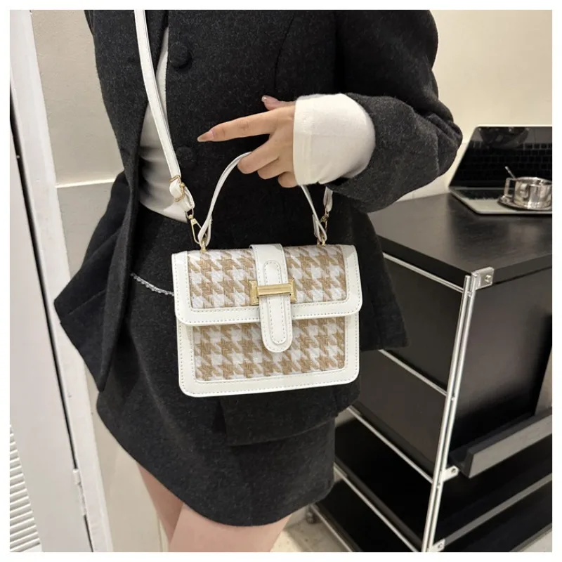 High-end Women\'s Crossbody Bag New Trendy Fashion Houndstooth Handbag Small Square Shoulder Bag Versatile Female Shoulder Bag