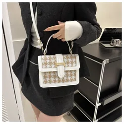 High-end Women's Crossbody Bag New Trendy Fashion Houndstooth Handbag Small Square Shoulder Bag Versatile Female Shoulder Bag