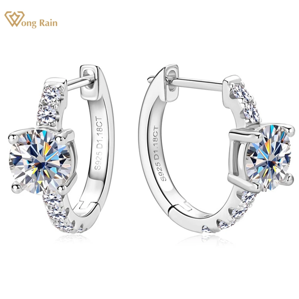 

Wong Rain 18K Gold Plated 925 Sterling Silver Round Cut 6.5 MM VVS1 3EX D Real Moissanite Full Diamonds Hoop Earrings Jewelry