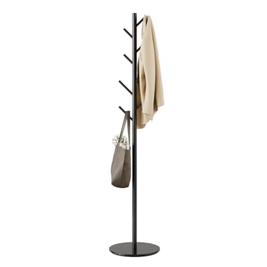 

Coat Rack with 8 Hooks, 3 Adjustable Heights, Modern Hall Tree, Sturdy Metal Clothes Stand with Sintered Stone Base for Entrywa