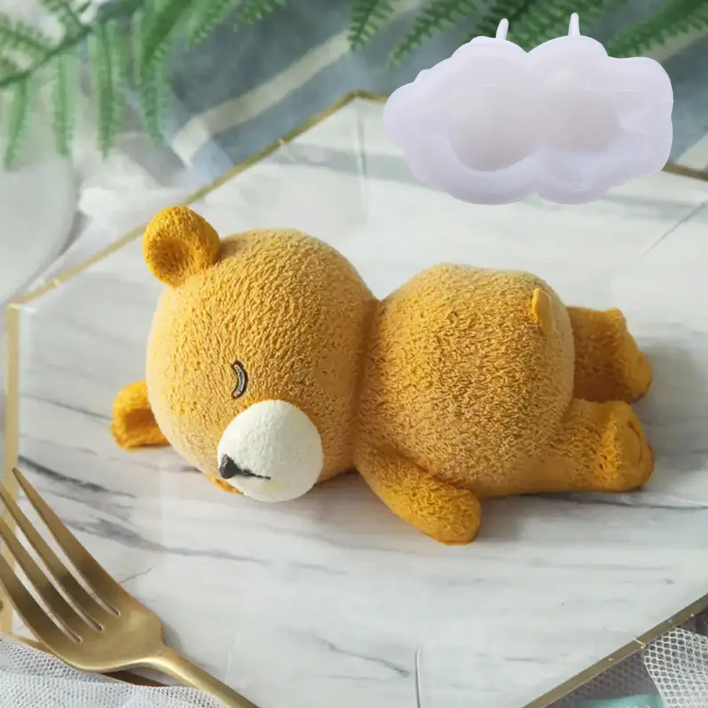 

Kitchen Supplies Cake Mold Sleeping Bear Mold Mousse Baking Tool Pudding Mold Cute 3D Candle Mould DIY