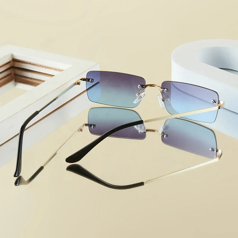 1 قطعة نظارات الموضة الرجالية الجديدة المعدنية بدون إطار أنيقة الرجعية تنوعا العصرية مناسبة للاستخدام اليومي عطلة في الهواء الطلق حماية من الشمس