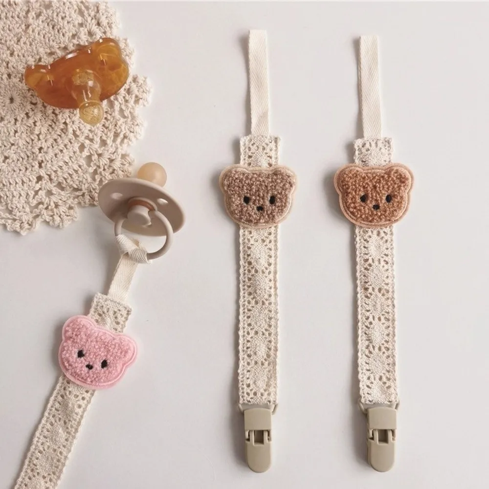

Мультяшная милая цепочка-держатель для соски в виде медведя, портативная, из пластика и ткани, с клипсой для пустышки, аксессуар для подвешивания