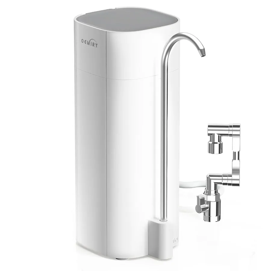 

Countertop Water Filter Upgraded 8000G Alkaline Water Filtration System with Universal Rotating Faucet Extender Reduces 99.99 C
