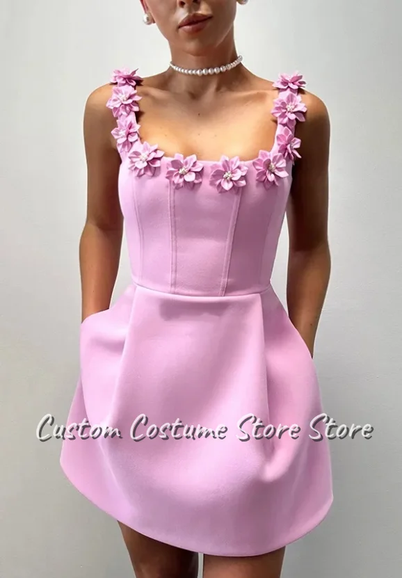 

Сиреневое платье для выпускного вечера с квадратным вырезом по индивидуальному заказу, без рукавов, с прямым подолом, короткое классическое вечернее платье до колена, платья для дня рождения