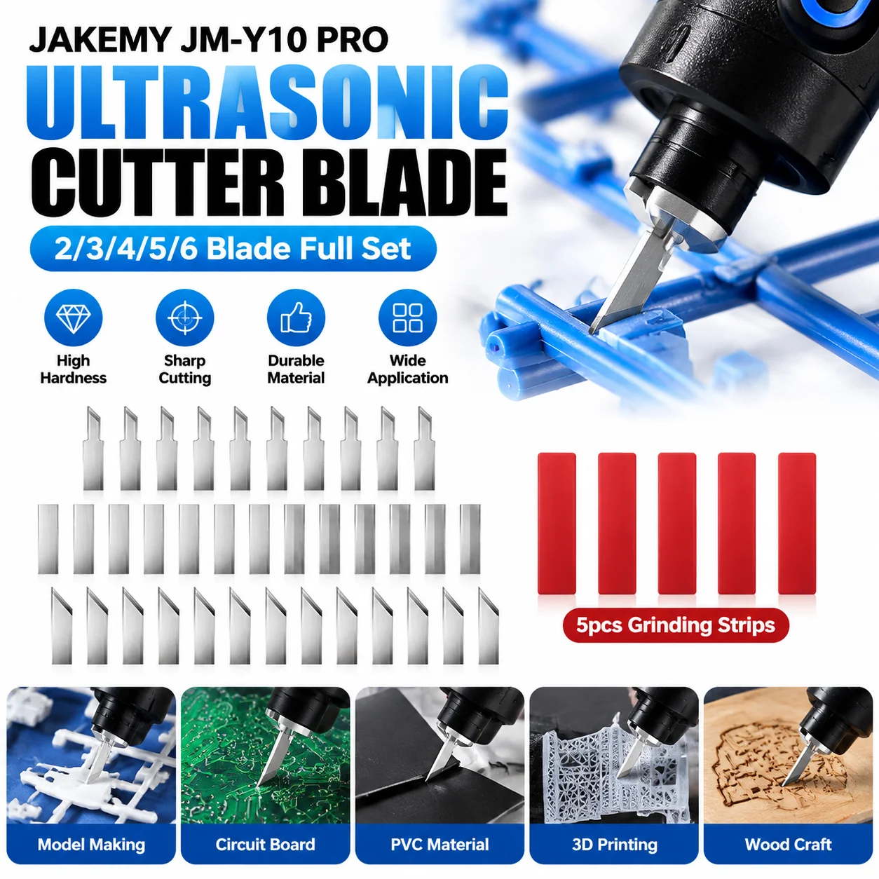 JAKEMY JM-Y10 PRO Ultrasonic Cutter Blade Grinding Disc Kit High Power DIY Cutting Tool For PVC Plastic 3D Printing