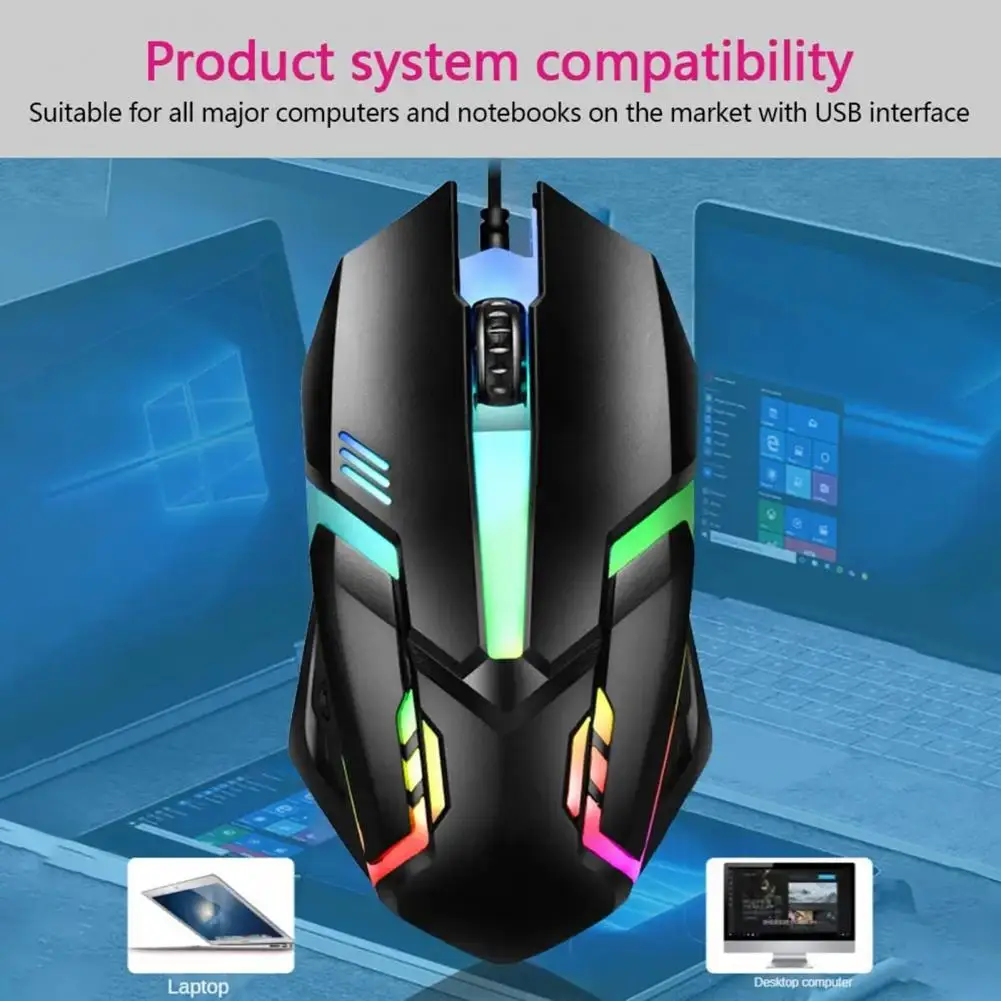 Ergonomic Gaming Mouse Ergonomic Rgb Gaming Mouse with High Precision 1200dpi Mute Design for Desktop Computer Office Usb Wired