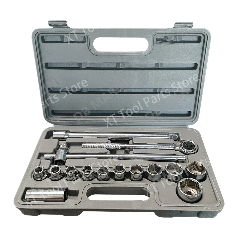 IMPA 610124 15pcs High Quality Wrench Ratchet Sleeve Toolbox Kit