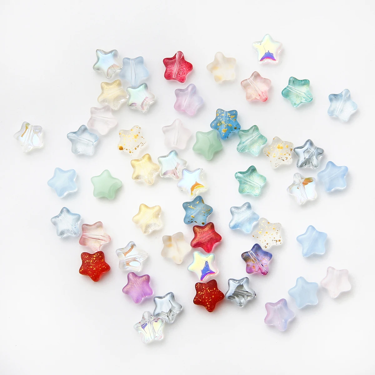 Glass Ancient Style Straight Hole Pentagonal Star Beads For DIY Jewelry Making Earring Bracelet Necklace Accessories 10pcs