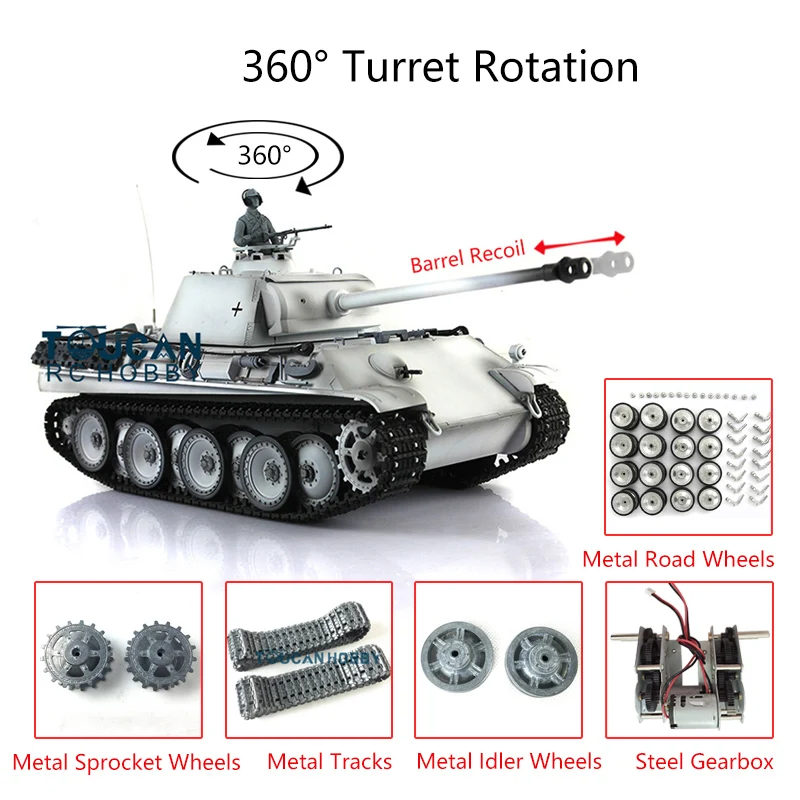 Heng Long RC Tank 1/16 Snow 7.0 Customized Panther G RTR 3879 Metal Tracks Wheels TH17507-SMT4