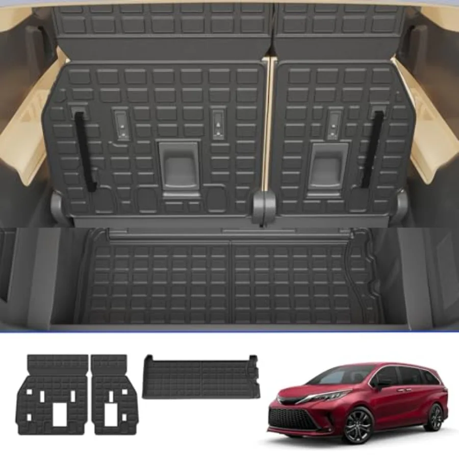 

Коврик в багажник, совместимый с Toyota Sienna 2021-2026 (7-8 мест), защитный коврик для багажника, коврик для 3-го ряда сидений, чехол на задние сиденья, универсальный