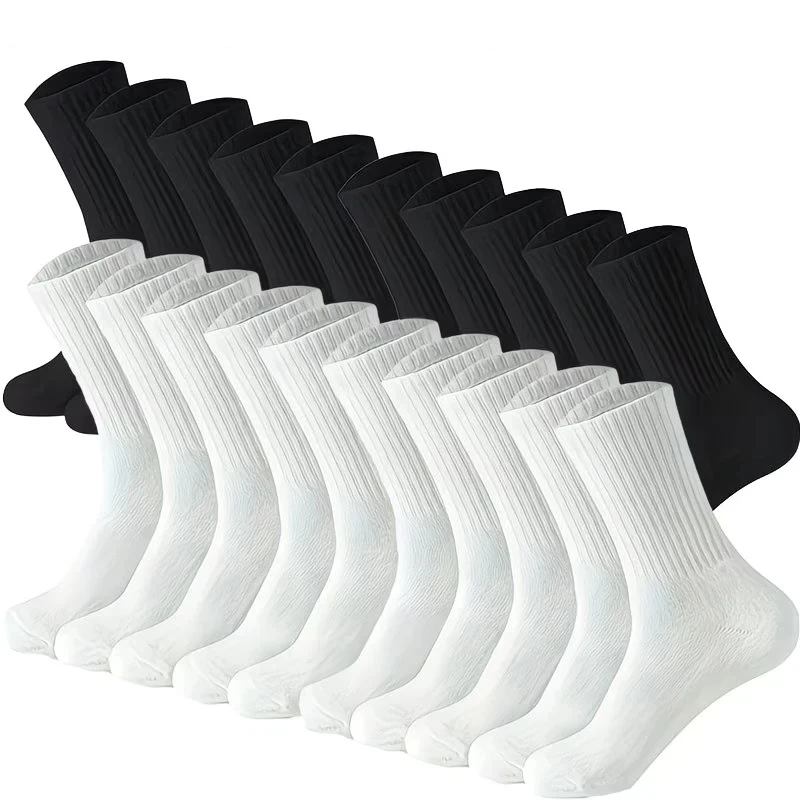 

20 пар классических носков с круглым вырезом для женщин и мужчин, унисекс, для бега, баскетбола, велоспорта и других видов спорта, средней длины
