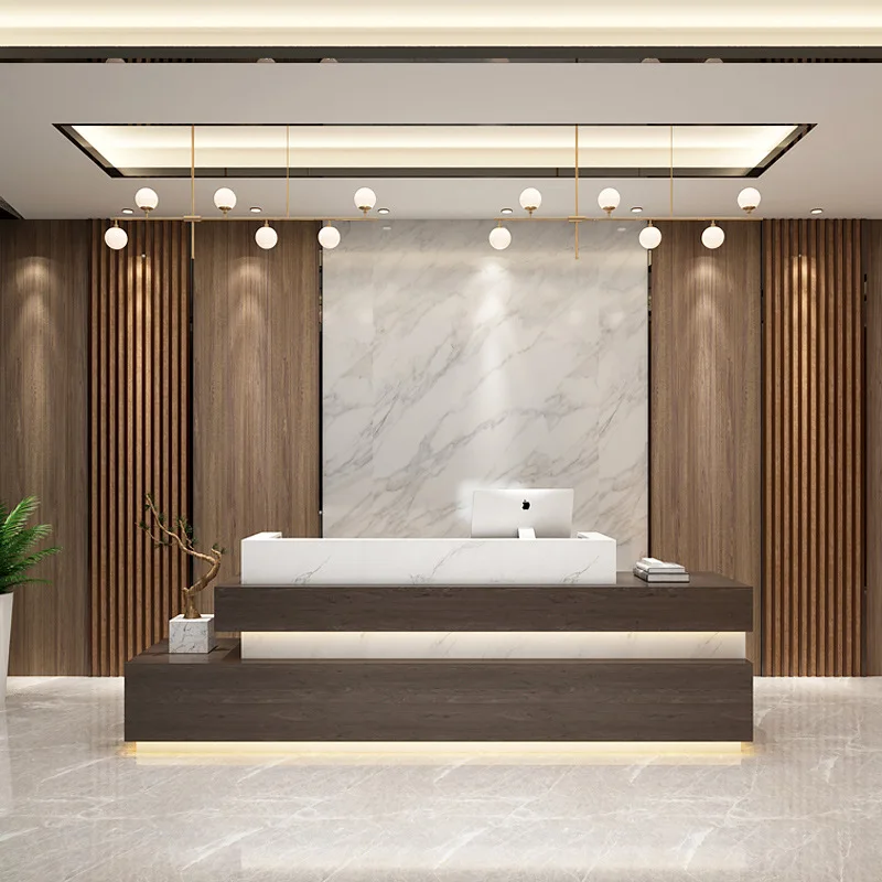 Company hotel front desk reception desk high-end atmosphere beauty salon sales department welcome bar hairdresser cashier