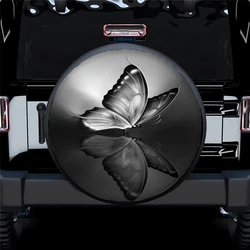 Colorful Butterfly Print Pattern Spare Wheel Cover Waterproof Sunscreen Suitable For Any Vehicle Auto Accessories 14-17 Inches