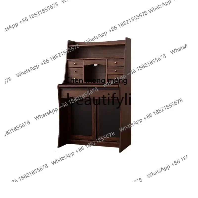 

Retro solid wood dresser makeup table master bedroom bedside cabinet small apartment desk locker