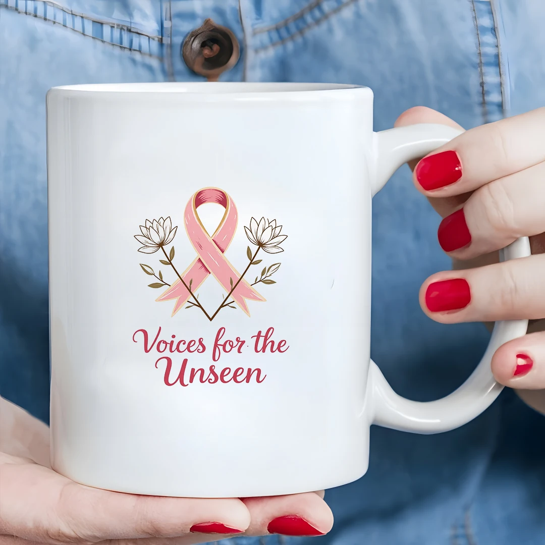 

11oz Heart-shaped Cup + Breast Cancer Awareness Fan Cup Christmas Love Gift Universal Home Cup