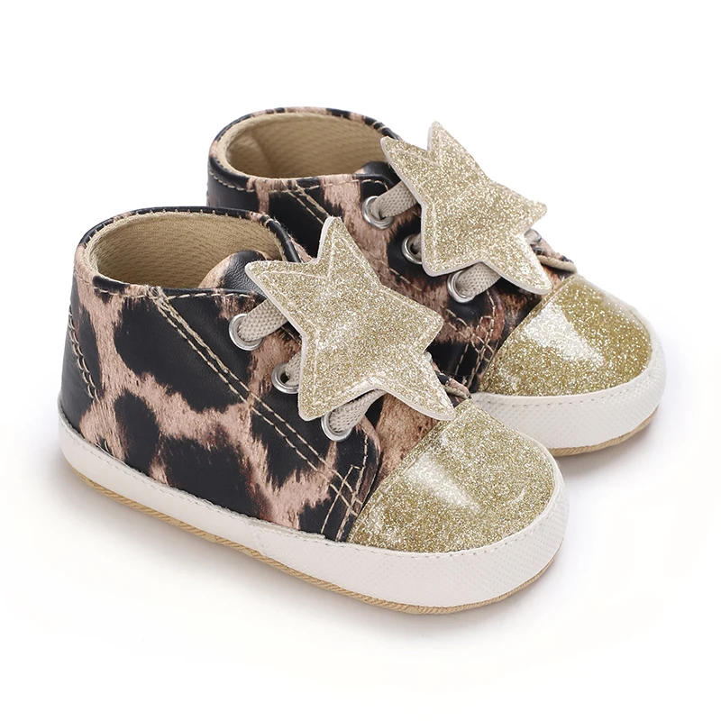 

Leopard Themed Breathable Cotton Sole Baby Shoes for Newborn Toddlers - Casual Walking Shoes for Crawling Babies