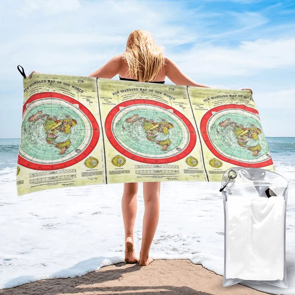 Gleason 1892 Flat Earth Map Research Flat Earth Beach Towel Soft Microfiber Quick Dry Absorbent Quick Towels For Pool