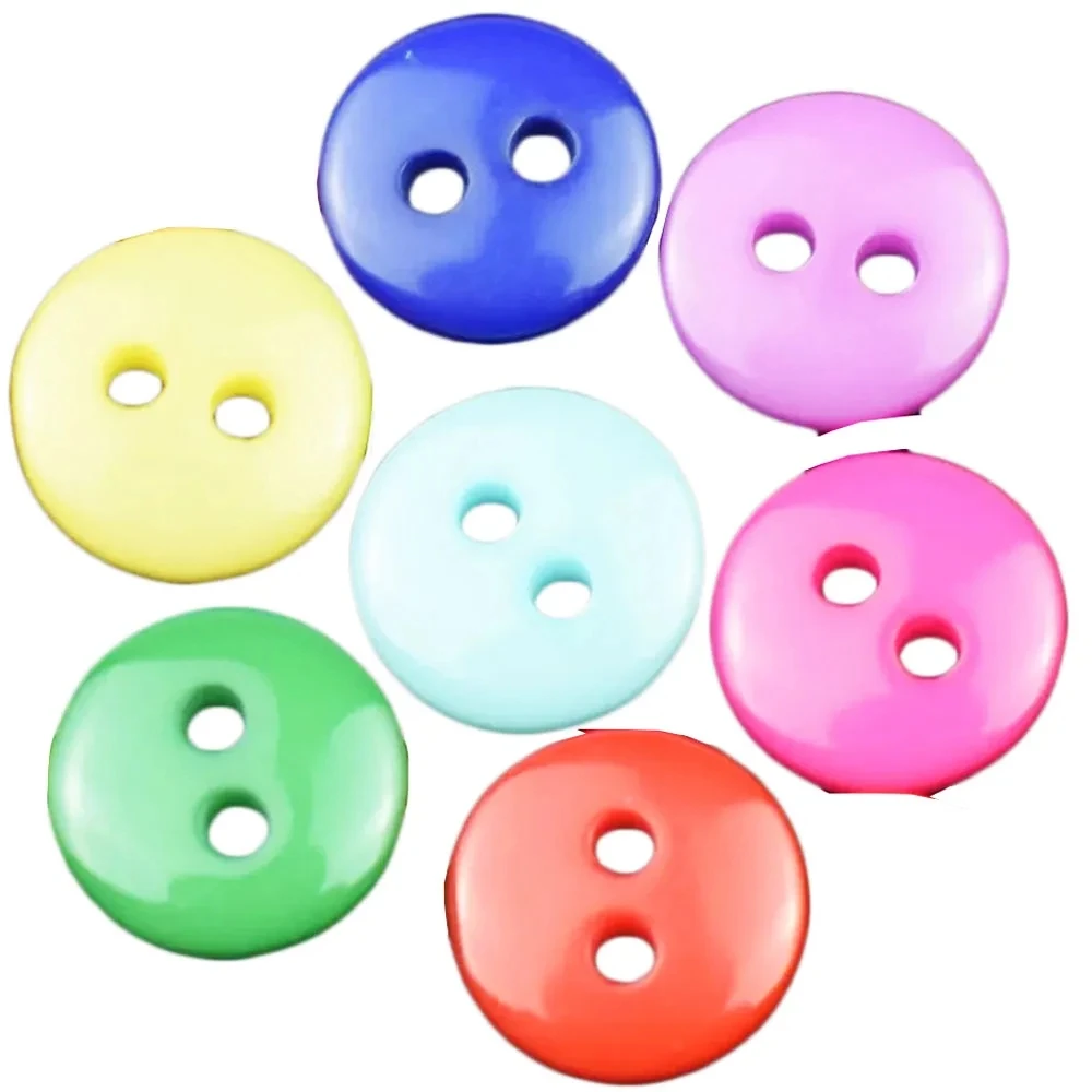 100Pcs Lots Candy Color Resin Sewing 2 Holes Buttons Scrapbooking Embellishment Decorative Buttons 9mm 10mm 15mm