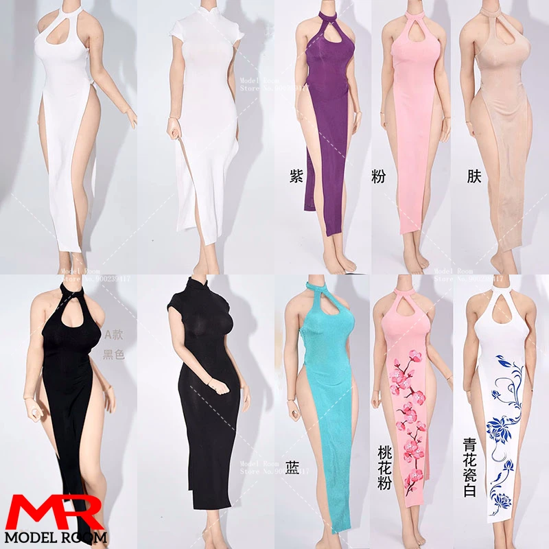 تخصيص 1/6 أنثى الحرير الجليد شيونغسام مثير سبليت فستان الملابس نموذج صالح 12 بوصة TBL PH JIQOU الجندي عمل الشكل الجسم