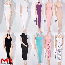 Customized 1/6 Female Ice Silk Cheongsam Sexy Split Dress Clothes Model Fit 12-inch TBL PH JIQOU  Soldier Action Figure Body