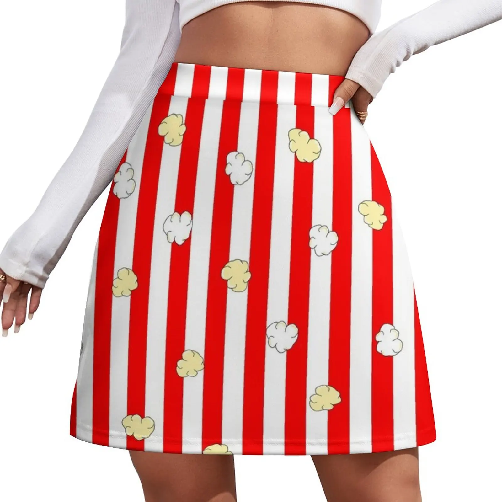 

Popcorn Red Stripes Mini Skirt Women's dress night club outfits skirts for women Skirt for girls