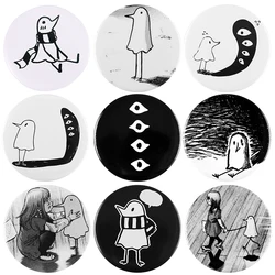 44mm Tinplate Pin Goodnight Punpun Brooch Bag Soft Button Badge Cartoon Anime Character Jewelry Gift for Fans