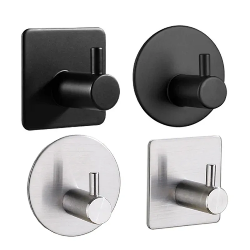 1/2pcs Adhesive Wall Hooks Bathroom Robe Towel Hanger Door Key Holder Organizer Hanging Hook Shelf Kitchen Hardware Accessories