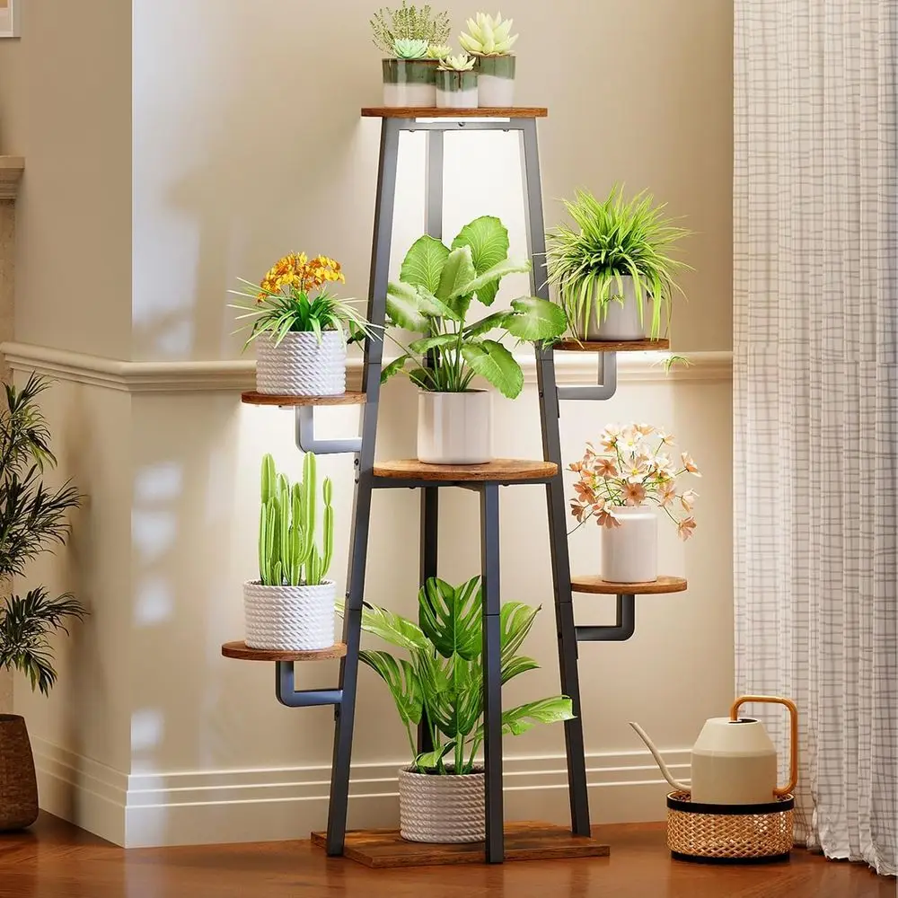 

Plant Stand Indoor with Grow Lights, 7-Tier Plant Shel or Multiple Indoor Plants, 47.2” Plant Stand Organizer with Metal e, or L