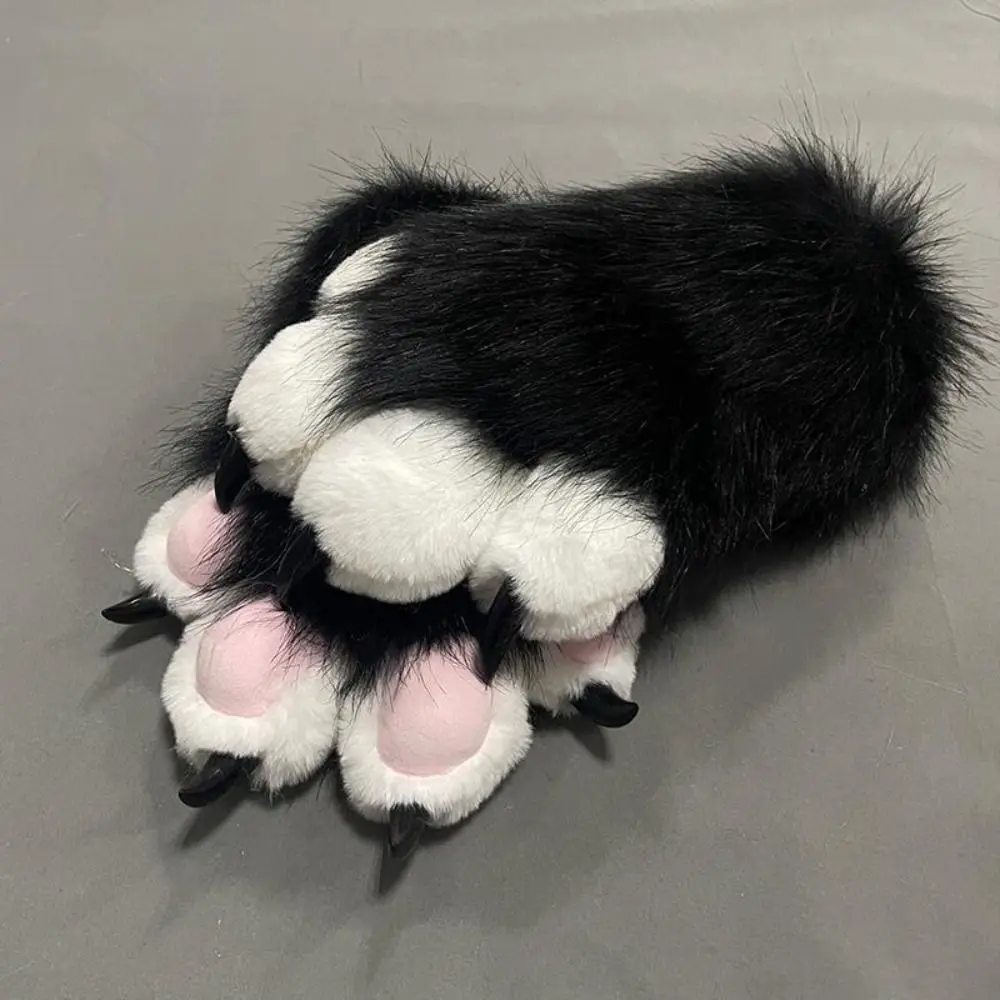 Fashion Cartoon Cosplay Costume Gloves Squeaky Kig Furry Plush Cat Paw Gloves Thicken Warm Cosplay Props Party