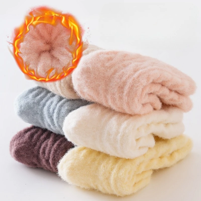

1 Pair Winter Baby Socks Velvet Thick Fleece Lined Crew Socks for Littler Kids Non-Binding Calf Soft Warm Toddler Socks (0-4Y)