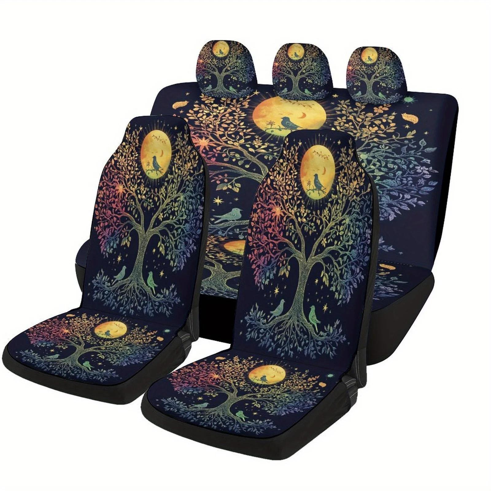 

Tree Of Life Designed Car Seat Covers Set For Most Cars, Trendy Novelty Decorative Car Seat Protector Covers Full Set, Universal