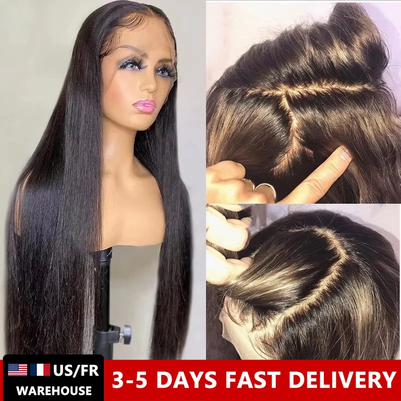 Straight Human Hair Wig 13x4 13x6 HD Lace Front Human Hair Wigs Pre Plucked For Women 4x4 Lace Closure WIg Brazilian 30 34Inch