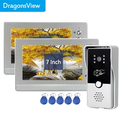 Dragonsview  Home Video Intercom System Wired 7 Inch Video Door Phone RFID Multiple HD Unlock Talk For Villa Apartment