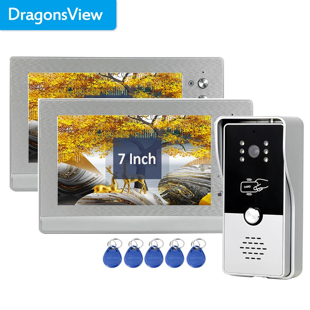 Dragonsview  Home Video Intercom System Wired 7 Inch Video Door Phone RFID Multiple HD Unlock Talk For Villa Apartment