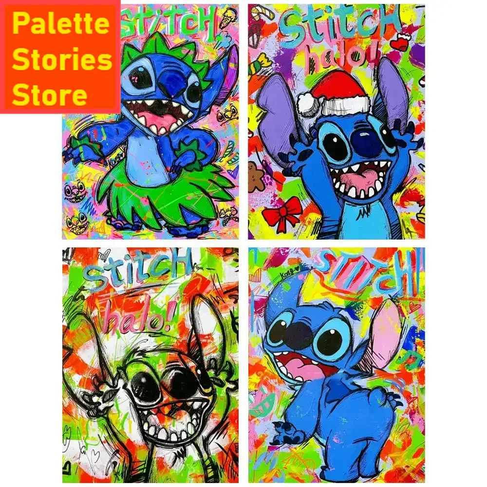 

Disney Painting by Number Kits Stitch Graffiti-Inspired Cartoon Digital Oil Painting DIY Artcraft Handpaint Decor(Frameless)