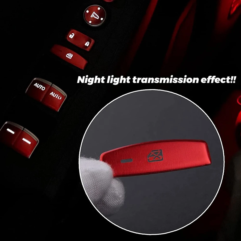 For 11Th Gen Honda Civic 2022 Window Glass Lift Switch Button Cover Trim Sticker Accessories,with AUTO Button, Red 13PCS