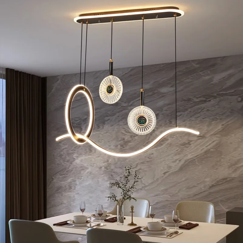 

Minimalist Acrylic Flying Saucer Disc LED Chandelier Lustre Hardware Suspension wire Ceiling for Kitchen Bedroom Dimming