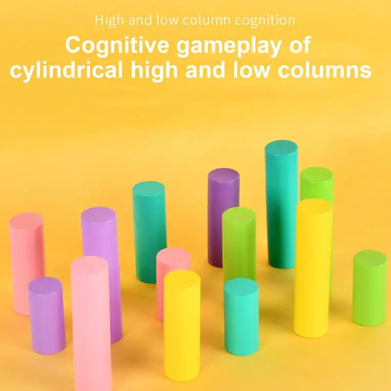 Bloques de construcción cilíndricos, bloques de construcción cilíndricos equilibrados, juego de juguetes apilables, juguetes sensoriales y Montessori, formas 3D coloridas