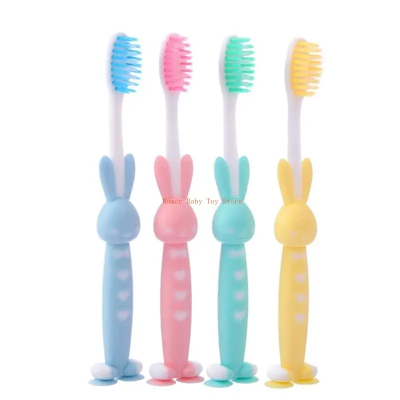 J0PF 4 قطعة لطيف لون الحلوى فرشاة أسنان الطفل الاطفال فرشاة الأسنان شعيرات ناعمة ناعمة فرشاة أسنان الأطفال العناية بالفم تنظيف