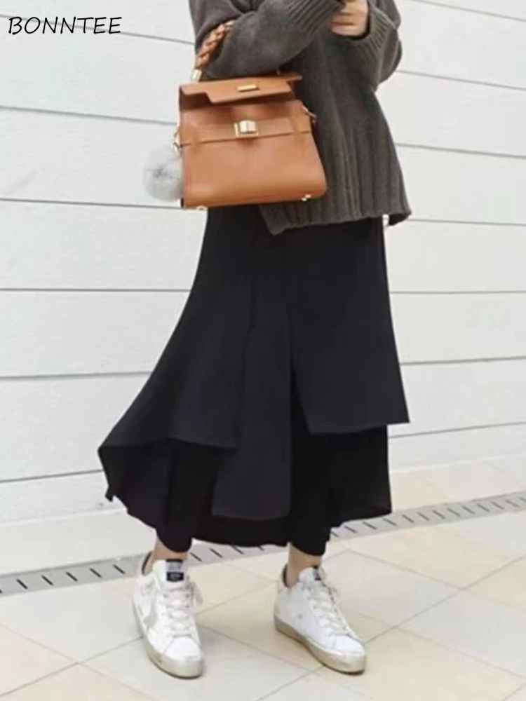 

Fashion Simple Skirts Women Casual Autumn Winter Plus Velvet Designed Aesthetic Clothing Keep Warm Trendy Irregular Daily Womens