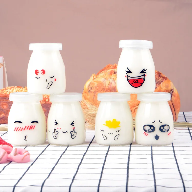 

12pcs 200ml Cute Pudding Bottle Glass Bread Store Heat-Resistant Yogurt Containers Milk Cup Jelly Jar For Home Shop