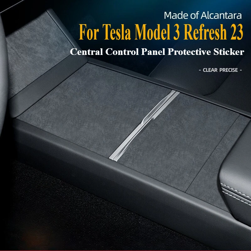 

For Tesla Model 3 Highland 2023 Alcantara Suede Central Control Panel Protective Sticker Car Interior Modification Accessories