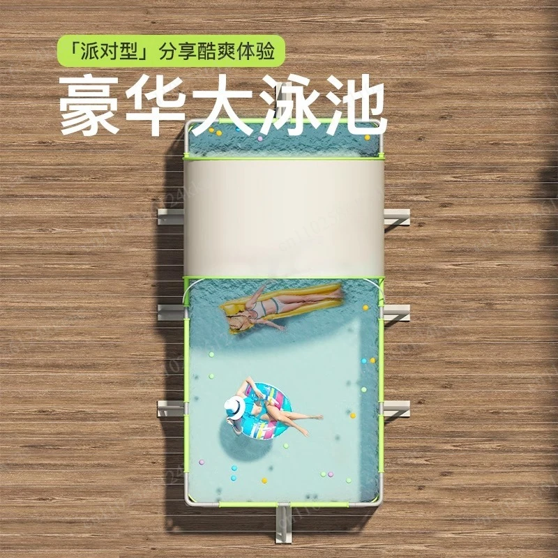 Swimming Pool Home New Kamakura Stand Non-inflatable Swimming Pool with Large Shed Shade Outdoor Foldable