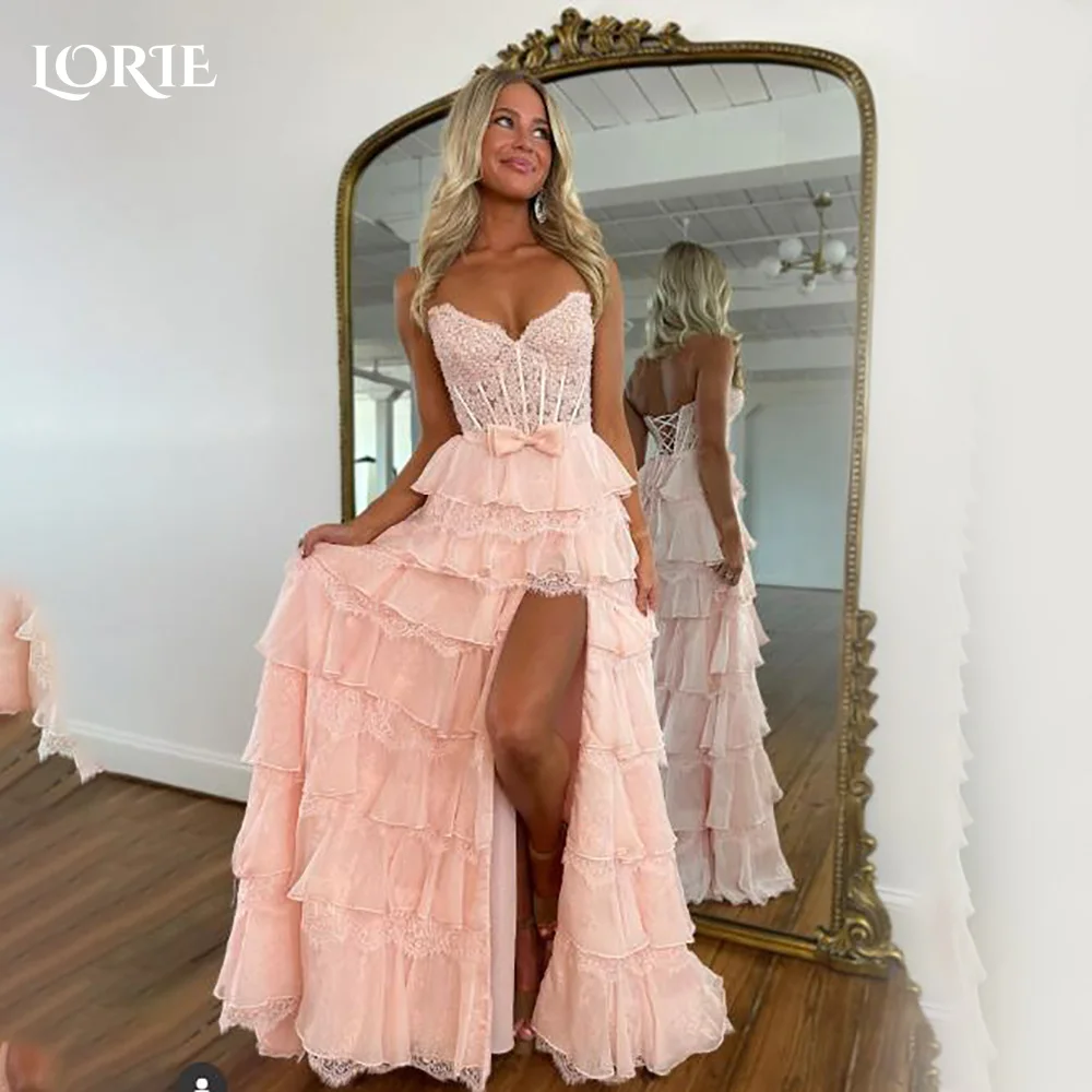 

LORIE Crepe Mermaid Evening Dress Deep V Neck Ruffle Bobycon Prom Dress Sexy Pleats Party Gown Chffion Customized Brithday Dress