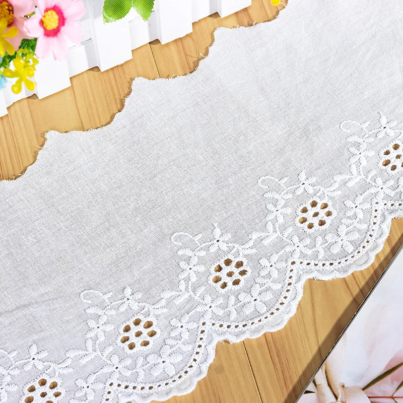 5Yard/Lot hohle Blume Baumwoll tuch bestickte Spitzen besatz 13cm Kleidung Kleid DIY Manschetten Ausschnitt Stoff Zubehör – Detail 7