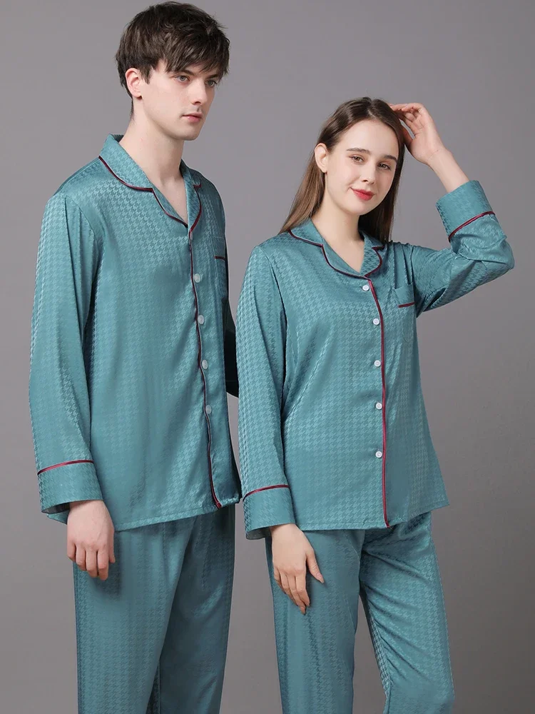 New Women's 100% Mulberry Silk Senior Couple Silk Home Clothes Men's Loose Thin Set