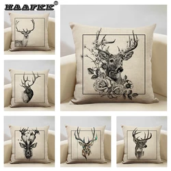 Cartoon Animal Cushion Cover Elk Sofa Decorative Pillow Case Linen Pillowcase Living Room Bedroom Home Decor