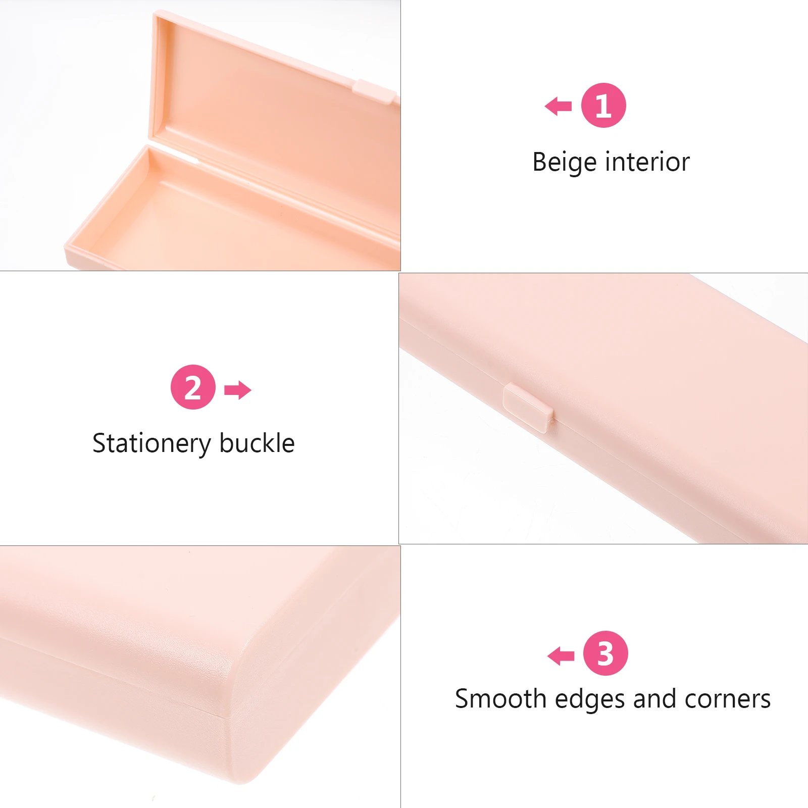 1pc Plastic Stationery Box Pen Case School Supply High Capacity Pink Portable Creative Storage Box For Students Desk Organizer